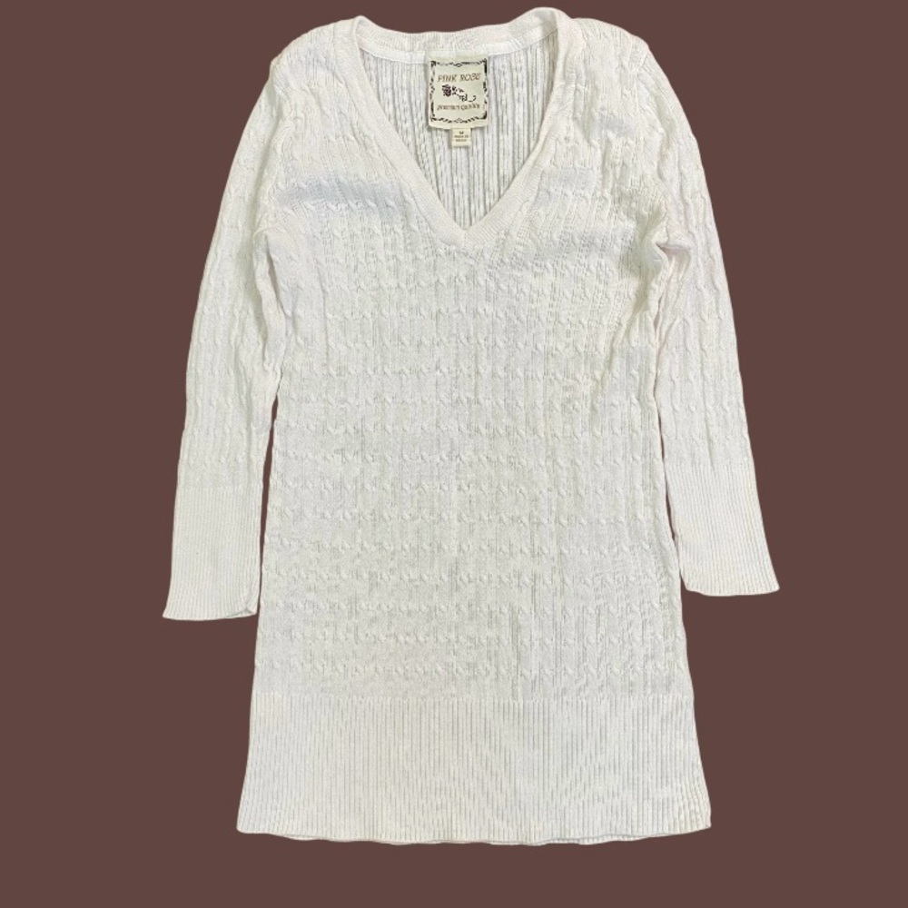 White v neck sheer sweater top size medium 3/$25 - Picture 4 of 7